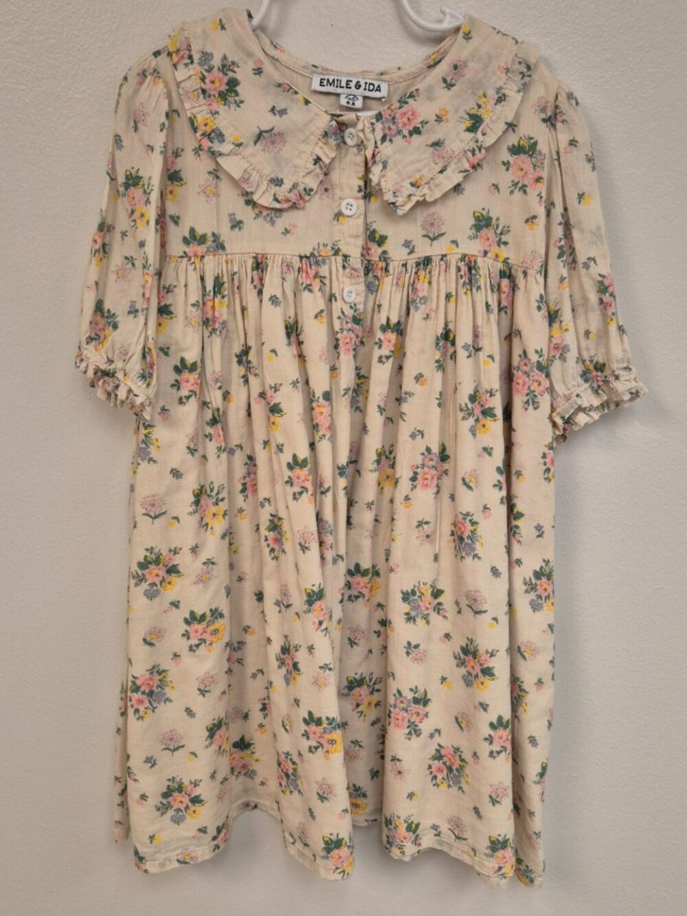 Emile & Ida Cream Floral Dress 6A